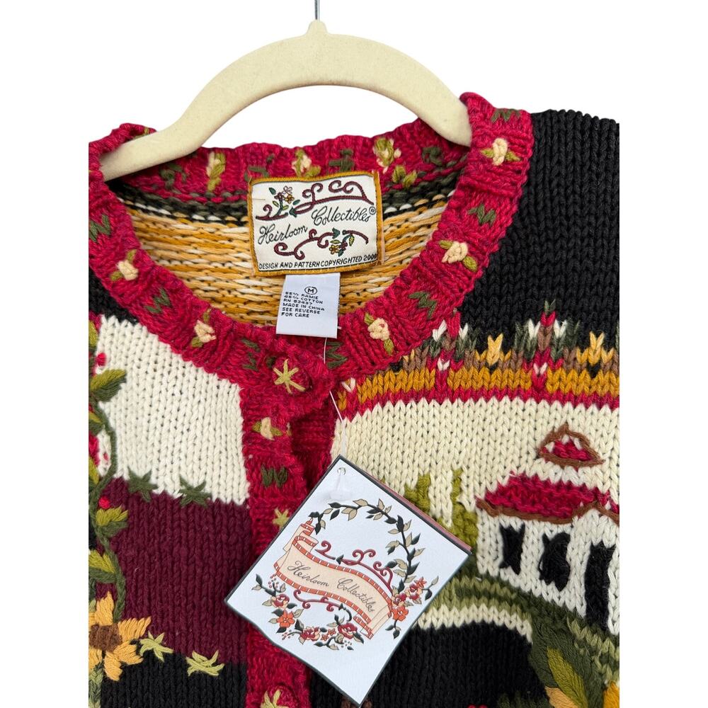 NWT Vintage Heirloom Collectibles Cottagecore Patchwork Knit Cardigan Sweater M - Picture 2 of 7